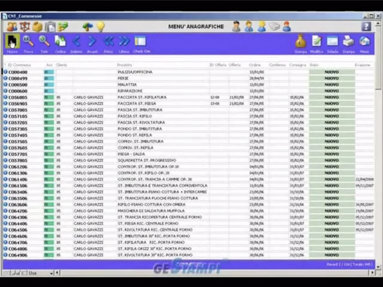 chermata Generazione di commesse nuove