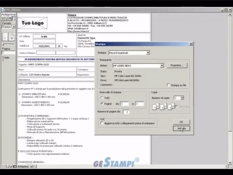 schermata Emissione dell'offerta